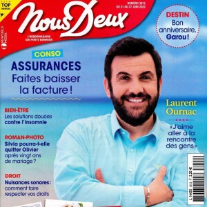 Laurent Ournac fait la une du magazine "Nous deux", mardi 21 juin 2022.