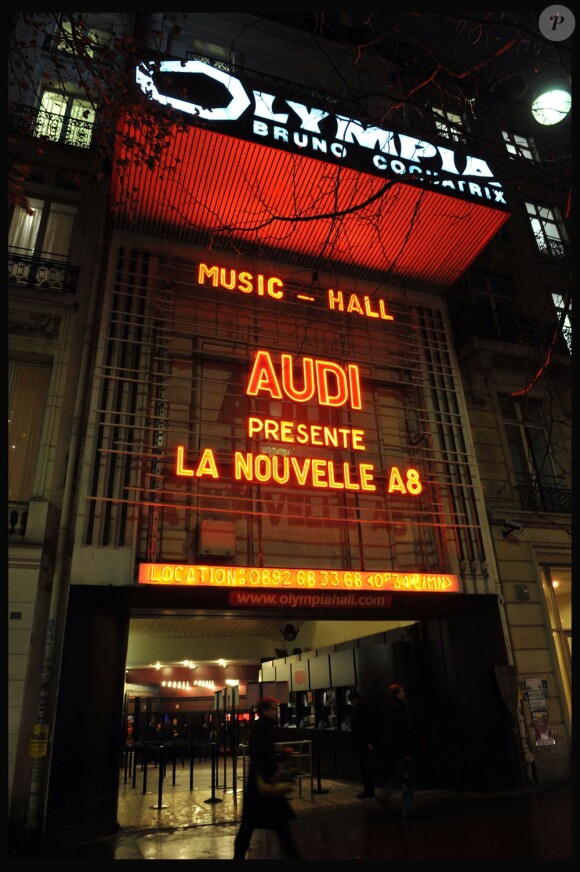 La grande soirée de lancement de l'Audi A8 qui s'est tenue à l'Olympia, à Paris, le 2 février 2010.