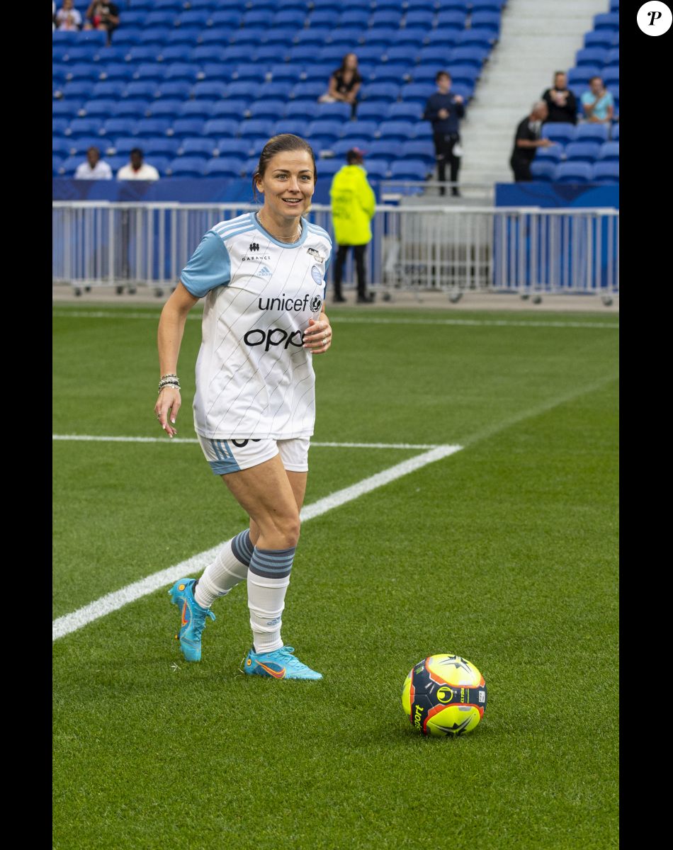 Laure Boulleau lors du match de football caritatif "Le match des héros UNICEF" entre l'OL Légendes et la team Unicef en faveur de l'association Aide Médicale & Caritative France-Ukraine (AMC France-Ukraine) au Groupama Stadium à Lyon, France, le 10 mai 2022. Victoire de Lyon 1 à 0, but de Sonny Anderson. La somme de 482 490€ a été récoltée pour les enfants d'Ukraine. © Pierre Perusseau/Bestimage