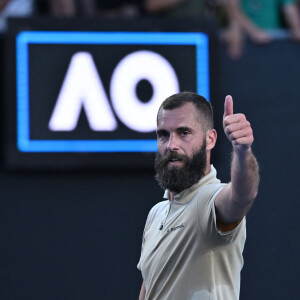 Benoît Paire face à Grigor Dimitrov lors de l'Open d'Australie. Melbourne, le 19 janvier 2022. 