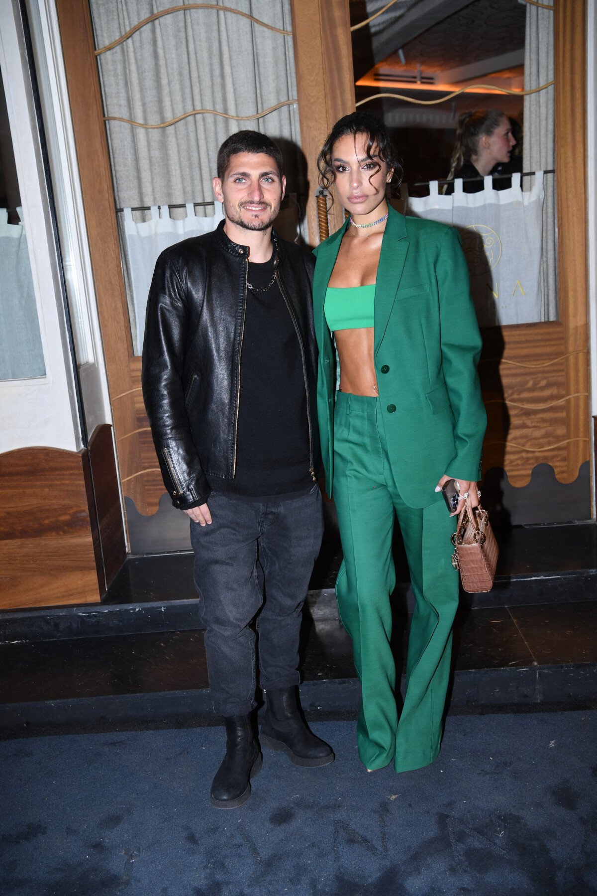 Photo : Exclusif - Marco Verratti et sa femme Jessica - Ouverture du  restaurant grec Anna Paris par Anna Andres, le 5 mai 2022 à Paris. ©  Rachid Bellak  Bestimage - Purepeople