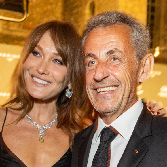 Carla Bruni et son mari Nicolas Sarkozy - Personnalités à la soirée "Women In Motion" par Kering au Château de la Castre lors du 75ème Festival International du Film de Cannes. © Olivier Borde / Bestimage 