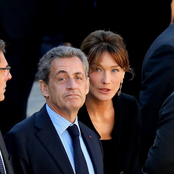 Nicolas Sarkozy, Carla Bruni Sarkozy - Arrivées à l'hommage national à Charles Aznavour à l'Hôtel des Invalides à Paris. Le 5 octobre 2018 © Jacovides-Moreau / Bestimage 