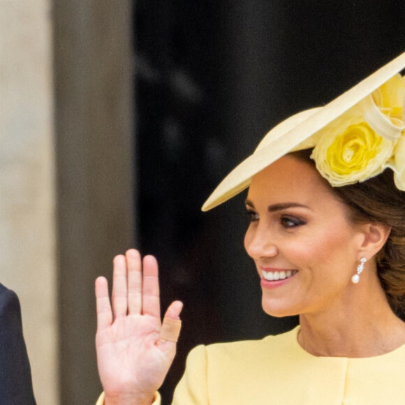 Catherine (Kate) Middleton, duchesse de Cambridge - Les membres de la famille royale et les invités lors de la messe célébrée à la cathédrale Saint-Paul de Londres, dans le cadre du jubilé de platine (70 ans de règne) de la reine Elisabeth II d'Angleterre. Londres, le 3 juin 2022. 
