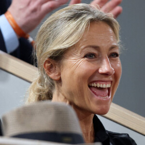 Anne-Sophie Lapix en tribune (jour 13) lors des Internationaux de France de Tennis de Roland Garros 2022 à Paris, France, le 3 juin 2022. © Dominique Jacovides/Bestimage 