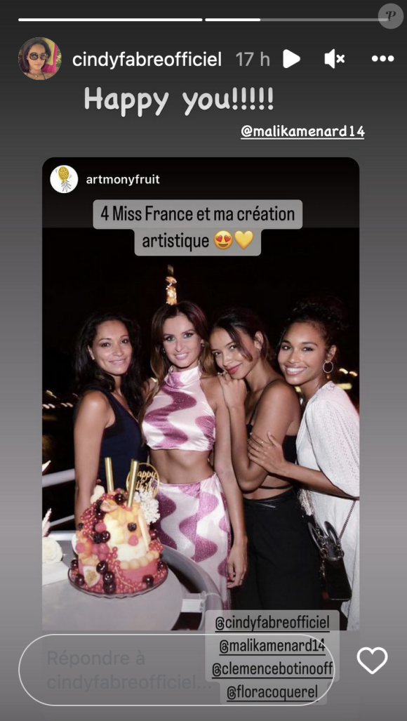 Cindy Fabre, Flora Coquerel et Clemence Botino invitées à l'anniversaire de Malika Menard à Paris - Instagram