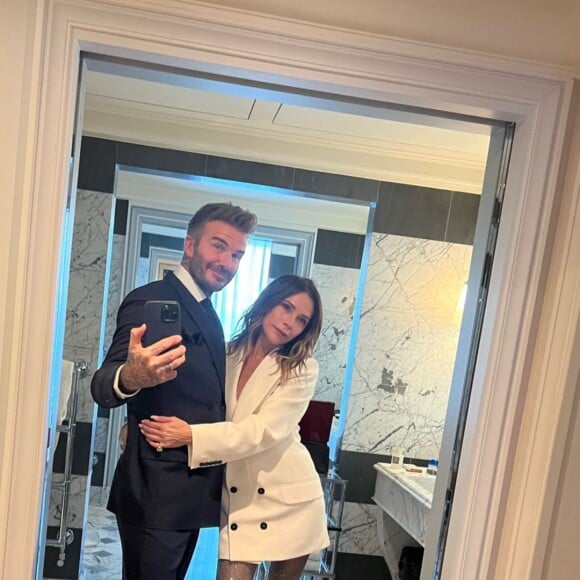 David et Victoria Beckham fêtent leur anniversaire de mariage à Paris.