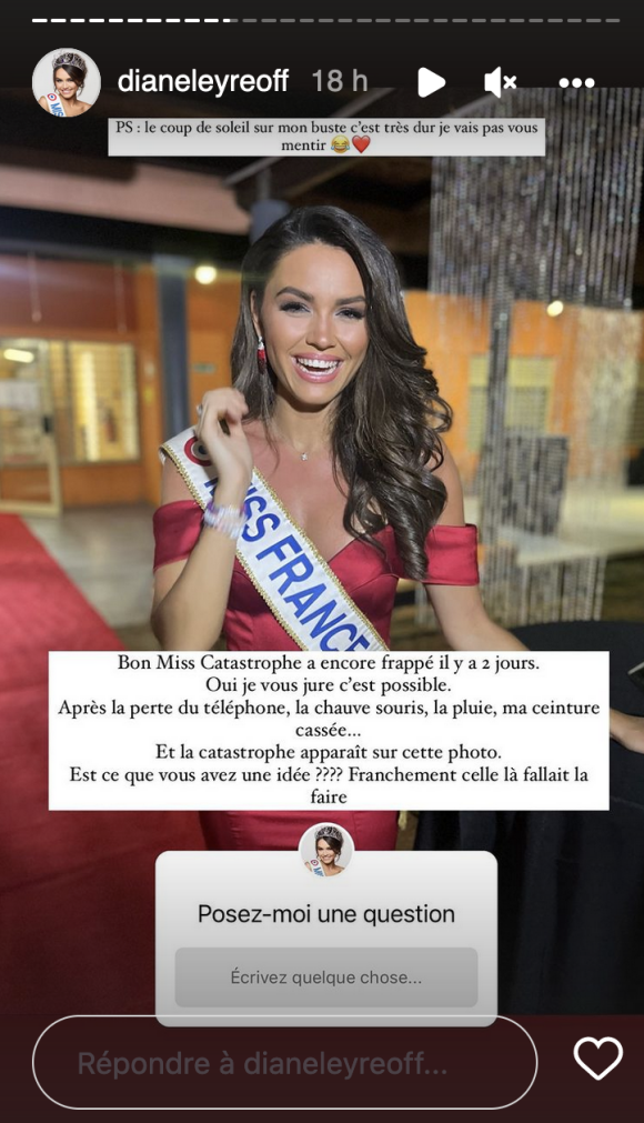 Diane Leyre (Miss France 2022) confie avoir vécu plusieurs petites catastrophes lors de son voyage en Guyanne. Instagram.