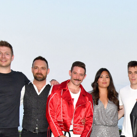 Exclusif - Les membres du groupe Queen Machine, Marie et Louis Ducruet, la princesse Stéphanie de Monaco, Pauline Ducruet et Camille Gottlieb durant la traditionnelle soirée d'été de Fight Aids Monaco au Sporting Club de Monaco, le 23 juillet 2022 © Bruno Bebert/Bestimage
