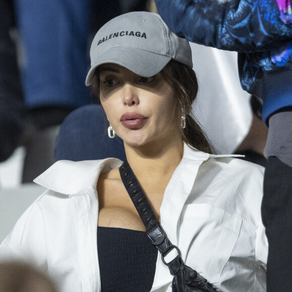 Naissance - Nabilla est maman pour la deuxième fois d'un petit garçon prénommé Leyann - Nabilla Vergara (enceinte) - Les célébrités assistent à la victoire du Real Madrid face à Liverpool (1-0) en finale de la Ligue des Champions au stade de France, le 28 mai 2022. © Cyril Moreau / Bestimage