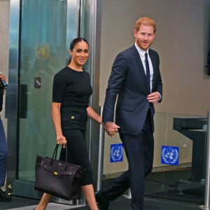 Le prince Harry, duc de Sussex et Meghan Markle, duchesse de Sussex, lors de la célébration du "Nelson Mandela International Day" au siège de l'ONU à New York.