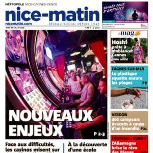 Une du quotidien "Nice Matin" du jeudi 28 juillet 2022