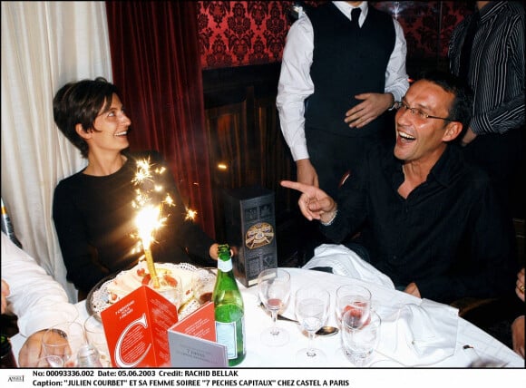 Soirée " 7 Péchés Capitaux " chez Castel - Julien Courbet et sa femme Catherine qui fête son anniversaire