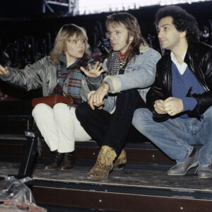 Rendez-vous avec le chanteur Renaud (Séchan), entouré de France Gall et Michel Berger, au Zénith à Paris. Le 17 décembre 1983 © Gérard Letellier via Bestimage