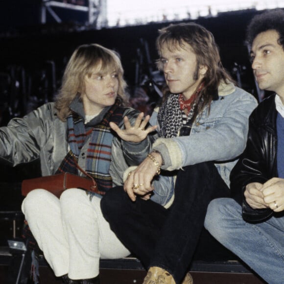 Rendez-vous avec le chanteur Renaud (Séchan), entouré de France Gall et Michel Berger, au Zénith à Paris. Le 17 décembre 1983 © Gérard Letellier via Bestimage