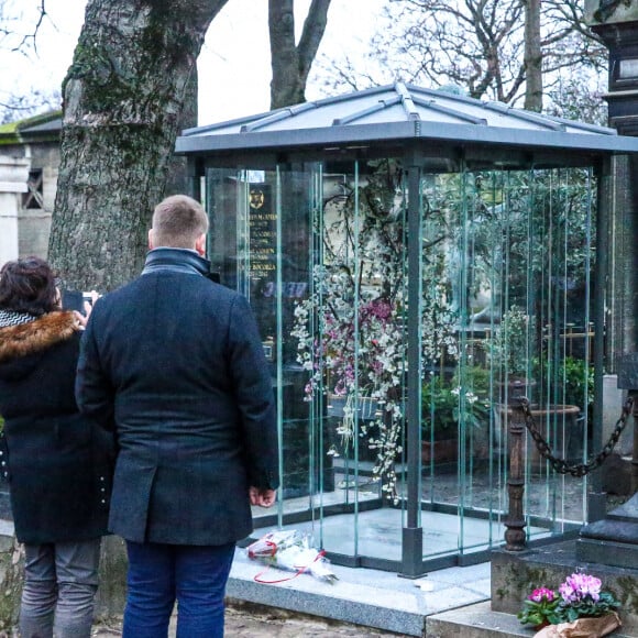 Illustration du caveau familiale au cimetière de Montmartre où France Gall rejoindra sa fille Pauline Hamburger et son mari Michel Berger. Paris le 9 janvier 2018. 