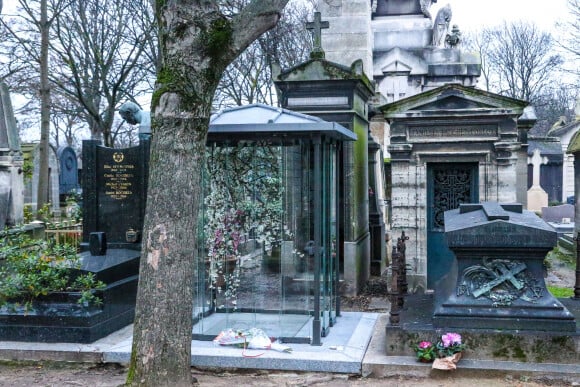 Illustration du caveau familiale au cimetière de Montmartre où France Gall rejoindra sa fille Pauline Hamburger et son mari Michel Berger. Paris le 9 janvier 2018. 
