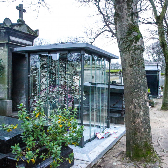 Illustration du caveau familiale au cimetière de Montmartre où France Gall rejoindra sa fille Pauline Hamburger et son mari Michel Berger. Paris le 9 janvier 2018. 