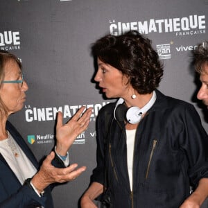 La ministre de la culture Françoise Nyssen, Jeanne Balibar et Mathieu Amalric - Avant-première du film "Barbara" à la cinémathèque française de Paris, France, le 4 septembre 2017. © c/Bestimage 