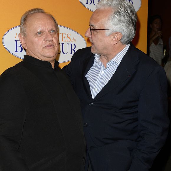 Joël Robuchon et Alain Ducasse - Avant-première du film "Les Recettes du bonheur" organisée par Le Guide Michelin et Metropolitan FilmExport au cinéma Gaumont Marignan à Paris, le 7 septembre 2014. 