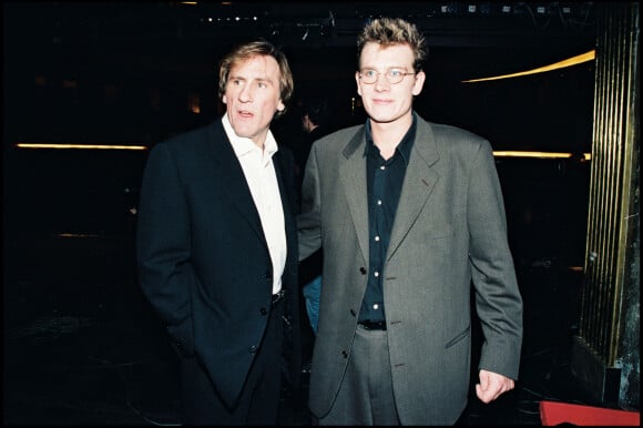Archives - Gérard et Guillaume Depardieu lors d'une soirée en faveur de la lutte contre le sida, le 12 décembre 1996