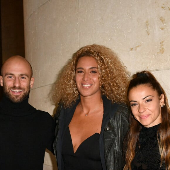 Moussa Niang et sa femme Gaya, François Alu, Denitsa Ikonomova et Maxime Dereymez - Visite privée de l'exposition Cinémode par Jean-Paul Gaultier à la cinémathèque française à Paris le 3 octobre 2021. © Veeren Ramsamy - Christophe Clovis/Bestimage 