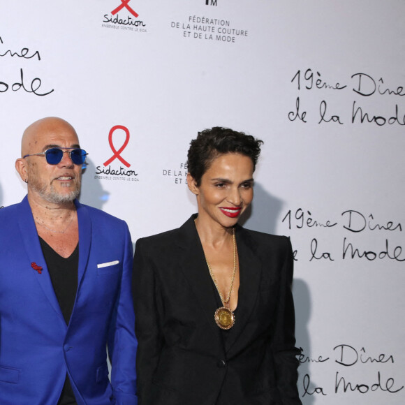 Carla Bruni Sarkozy, Pascal Obispo et Farida Khelfa - 19ème "Diner de la Mode" au bénéfice de Sidaction au Pavillon Cambon Capucines dans le cadre de la Fashion Week de Paris, France. Le 7 juillet 2022. © Olivier Borde-Bertrand Rindoff Petroff / Bestimage 