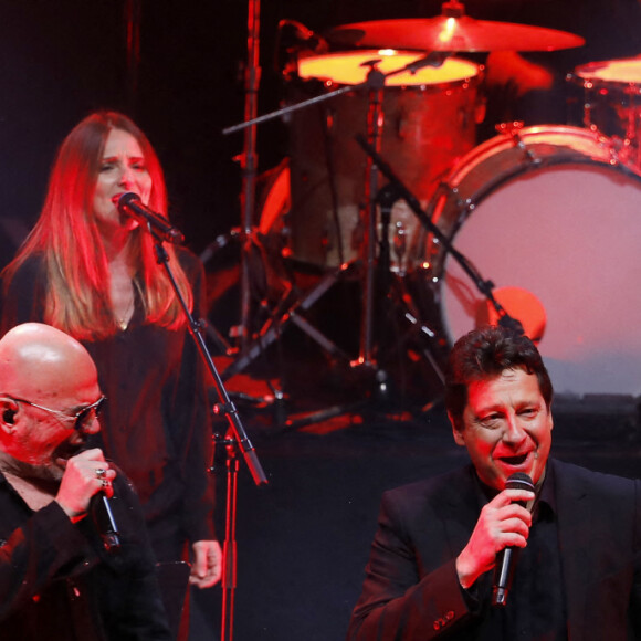 Pascal Obispo, Laurent Gerra - XVème gala pour la Fondation Recherche Alzheimer à l'Olympia à Paris le 14 mars 2022. © Photo Marc Ausset-Lacroix/Bestimage 