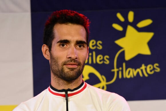 Martin Fourcade - Vente aux enchères "Légende du sport" au profit de l'association Les Etoiles Filantes (association qui aide les familles dont un enfant est atteint du gliome infiltrant du tronc cérébral), dont le parrain de cette année est M.Fourcade, aux Puces du Canal à Lyon. Le 18 septembre 2020 320 000 euros ont été récoltés. Le maillot de Kylian Mbappé a été adjugé à 160 000 euros. © Roman Doucelin / Bestimage