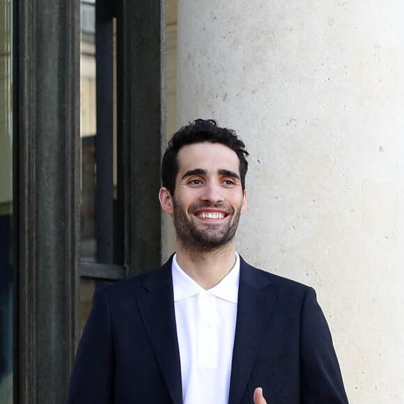 Martin Fourcade - Les athlètes des Jeux Olympiques et Paralympiques de PyeongChang arrivent au palais de l'Elysée à Paris pour une réception avec le président de la République le 13 avril 2018. © Stéphane Lemouton / Bestimage