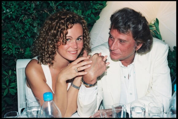 Johnny Hallyday et sa femme Laeticia - Soirée Blanche d'Eddie Barclay à Saint Tropez