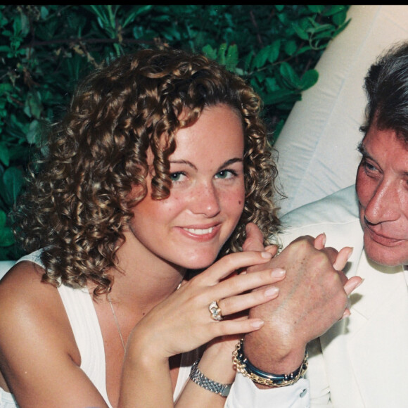 Johnny Hallyday et sa femme Laeticia - Soirée Blanche d'Eddie Barclay à Saint Tropez
