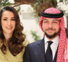 La reine Rania, Rajwa Khaled bin Musaed bin Saif bin Abdulaziz Al Saif et le prince Hussein, le roi Abdallah II - La famille royale de Jordanie lors de l'annonce officielle des fiançailles du prince Hussein de Jordanie à Riyad. Le 17août 2022