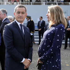 Gérald Darmanin, Ministre de l'intérieur et sa femme Rose-Marie Devillers (enceinte) - Le président français assiste au défilé du 14 juillet 2022, place de la Concorde, Paris, © Stéphane Lemouton / Bestimage