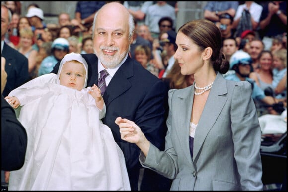 René Angélil et Céline Dion au baptême de leur fils René-Charles.