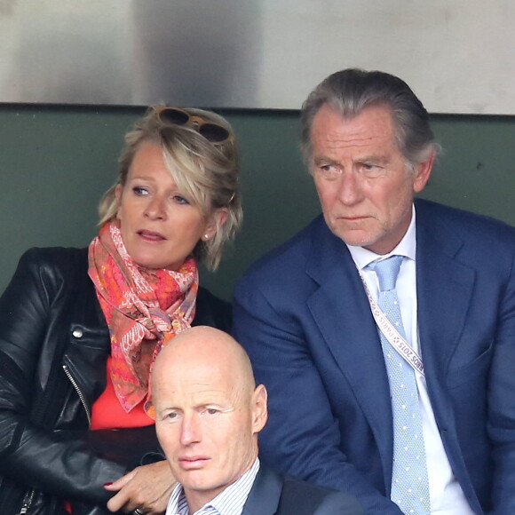 Sophie Davant et William Leymergie - People dans les tribunes des Internationaux de France de tennis de Roland Garros à Paris. Le 26 mai 2015 