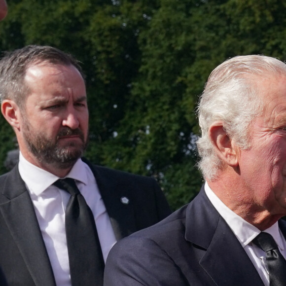 Le roi Charles III et la reine consort Camilla retournent à Buckingham Palace après la mort d'Elizabeth II. Le 9 septembre 2022. @ Yui Mok/PA Photos/ABACAPRESS.COM