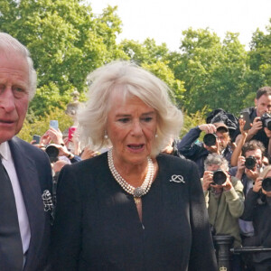 Le roi Charles III et la reine consort Camilla retournent à Buckingham Palace après la mort d'Elizabeth II. Le 9 septembre 2022. @ Yui Mok/PA Photos/ABACAPRESS.COM