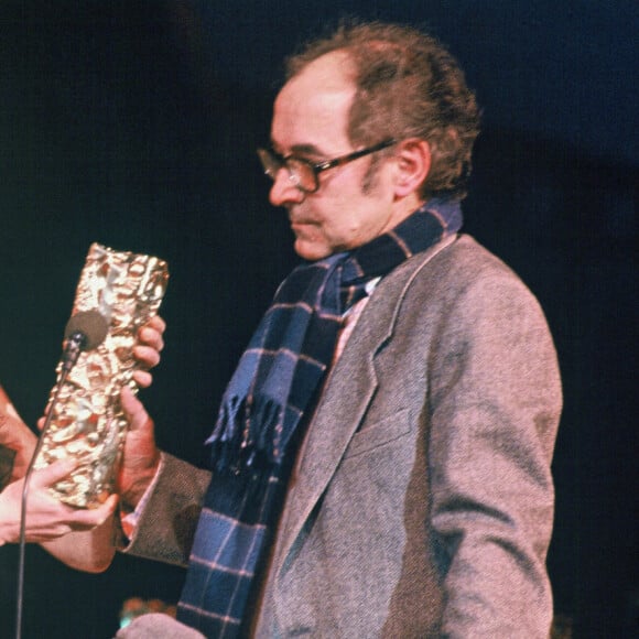 Jean-Luc Godard avec Isabelle Huppert en 1987 aux César