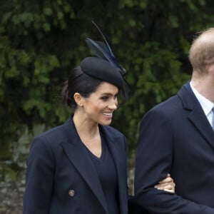 Le prince Harry, duc de Sussex, Meghan Markle, duchesse de Sussex - La famille royale assiste à la messe de Noël à Sandringham le 25 décembre 2018. 