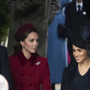 Catherine Kate Middleton, duchesse de Cambridge, Meghan Markle, duchesse de Sussex - La famille royale assiste à la messe de Noël à Sandringham le 25 décembre 2018. 