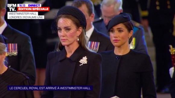 Kate Middleton effondrée face au cercueil d'Elizabeth II, la princesse de Galles se montre très affectée