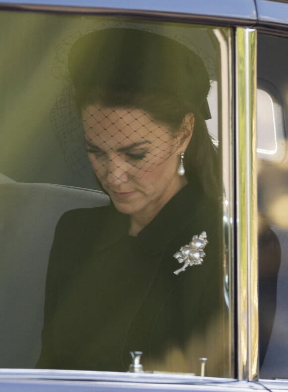 Kate Middleton durant la procession du cercueil de la reine Elizabeth II reliant le palais de Buckingham au palais de Westminster, le mercredi 14 septembre 2022 à Londres. Photo by Stephen Lock/I-images/ABACAPRESS.COM