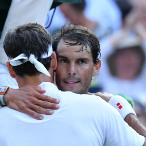 Demi-finale du tournoi de Wimbledon - Rafael Nadal vs Roger Federer (7-6,1-6,6-3,6-4) à Londres, le 12 juillet 2019. 