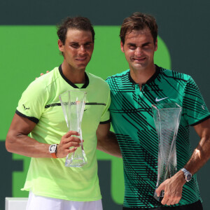 Roger Federer, vainqueur du tournoi de Miami, face à Rafael Nadal.