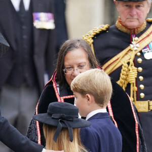La princesse de Galles, le prince George et la princesse Charlotte arrivent à la messe en hommage à la reine Elizabeth II. Londres, le 19 septembre 2022. @Peter Byrne