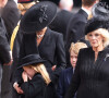 La princesse Charlotte, Kate Catherine Middleton, princesse de Galles, la reine consort Camilla Parker Bowles - Arrivées au service funéraire à l'Abbaye de Westminster pour les funérailles d'Etat de la reine Elizabeth II d'Angleterre le 19 septembre 2022. 