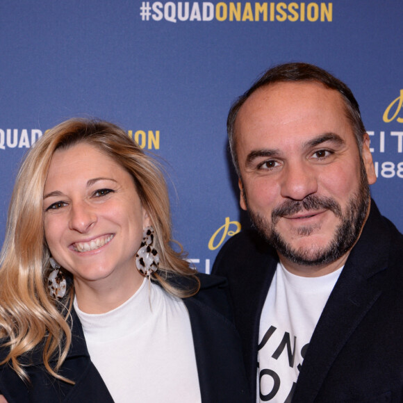 François-Xavier Demaison et sa femme Anaïs Tihay lors de la soirée de réouverture de la boutique "Breitling", située rue de la Paix. Paris, le 3 octobre 2019. © Rachid Bellak/Bestimage 