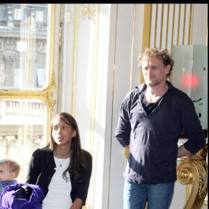 Jean-Paul Rouve, sa compagne Bénédicte Marin et leur fils Clotaire.