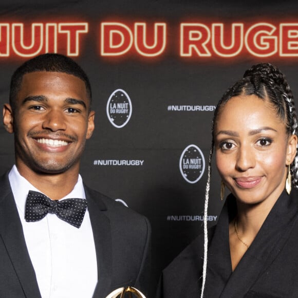 Leo Coly et Estelle Mossely - Soirée de la 18ème édition de la Nuit du Rugby à l'Olympia, Paris le 26 septembre 2022. © Pierre Perusseau/Bestimage